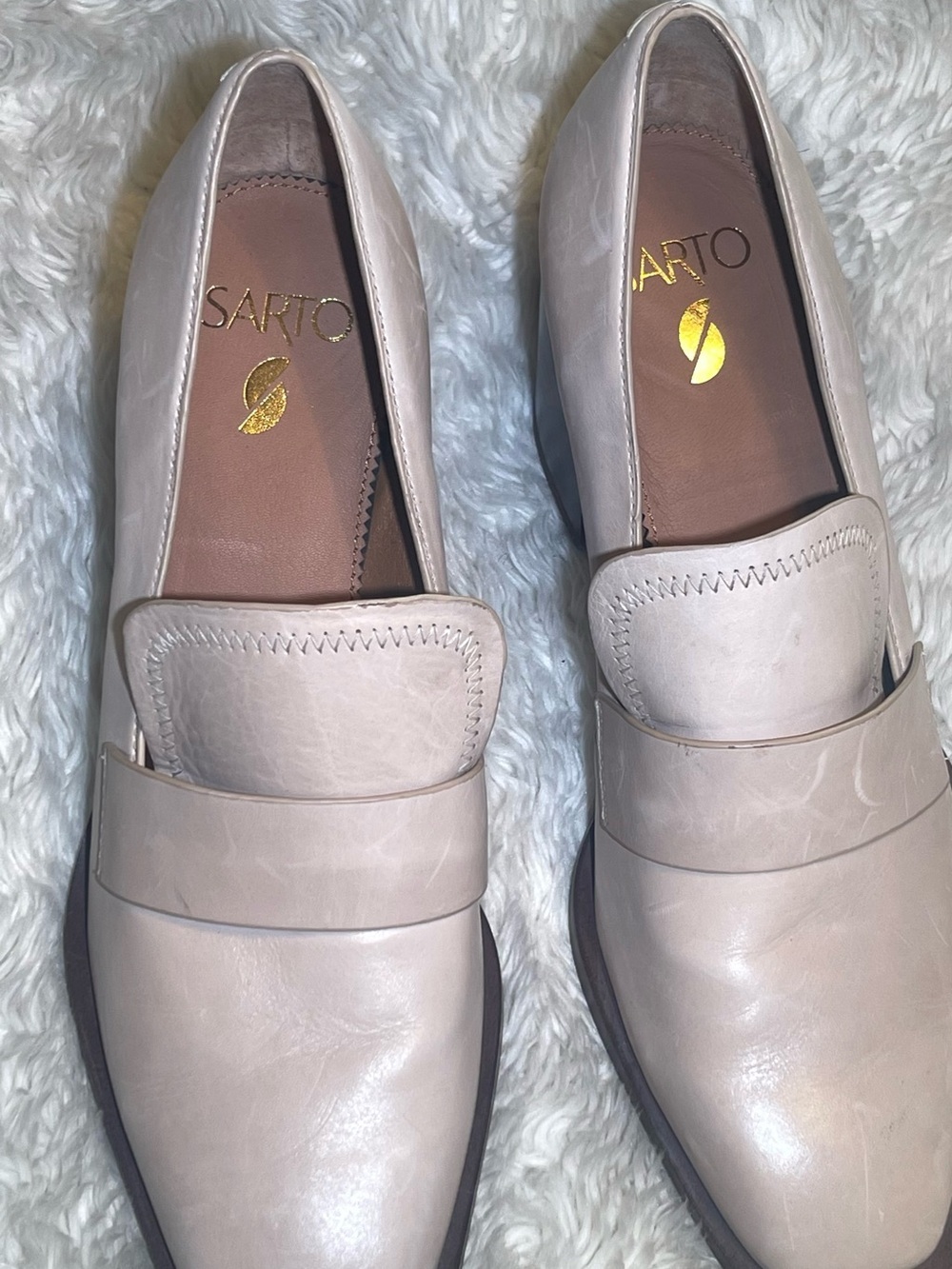 Sarto Renato Women’s Blush Leather Block Heel Loafers size 10 - Picture 5 of 9